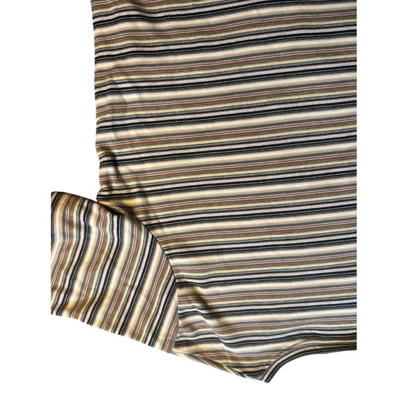 Y2K‎ White Stag Striped Knit Top Women's Large Earth Tone Ribbed Shirt - Picture 7 of 7